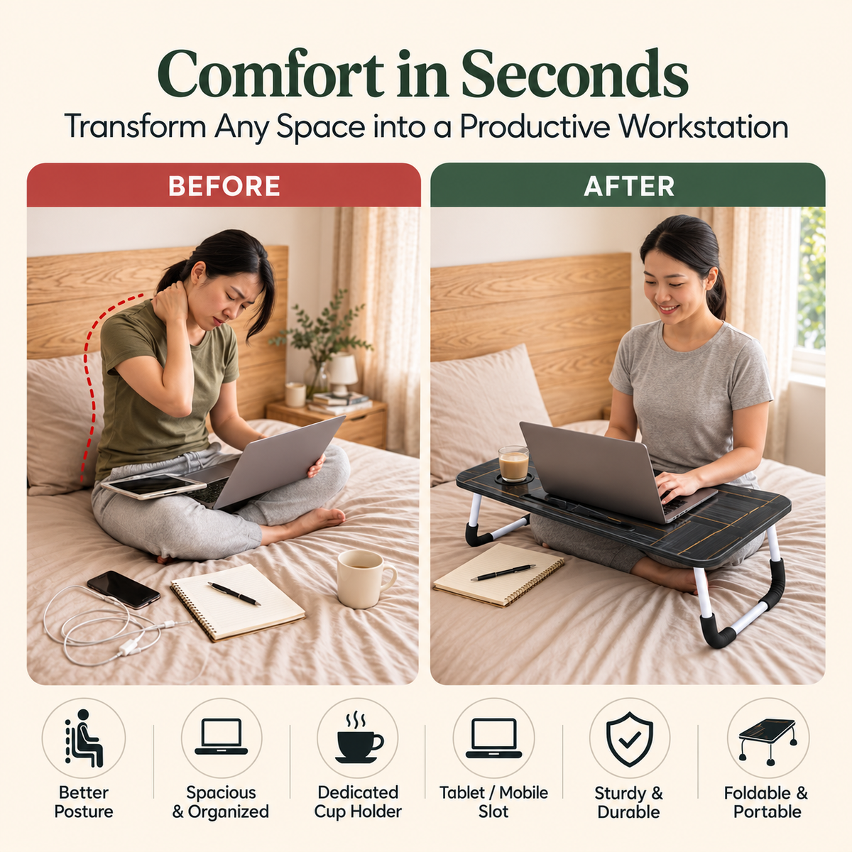 STUDYMATE Foldable Study Table