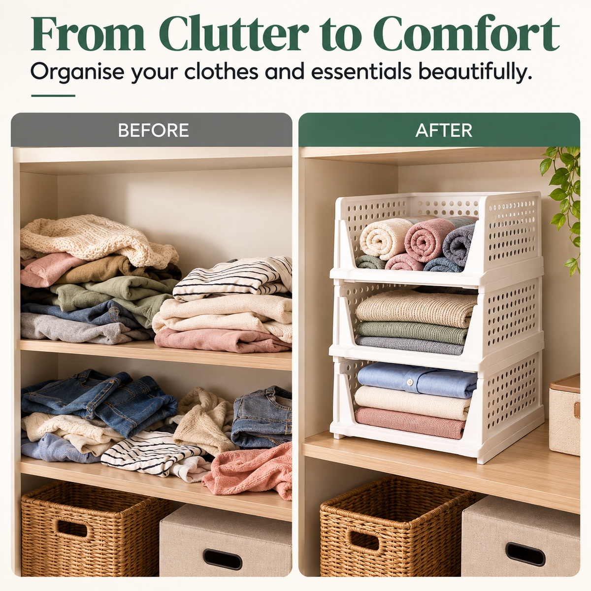 Wardrobe Stackable Clothes Organizer
