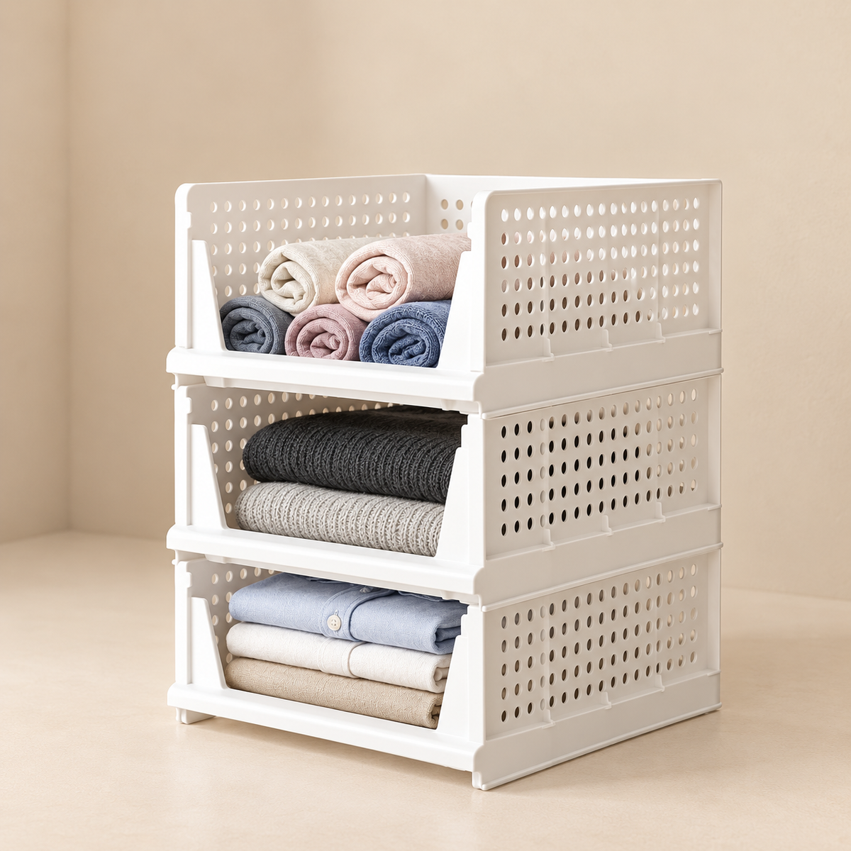 Wardrobe Stackable Clothes Organizer - Set of 3 #Pack_Set of 3