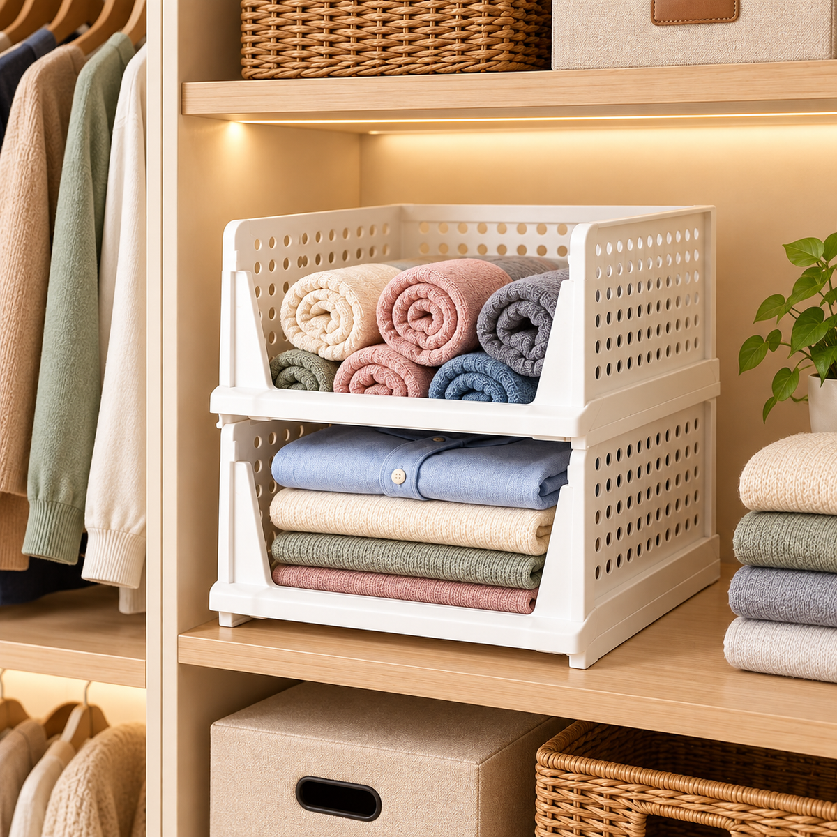 Wardrobe Stackable Clothes Organizer - Set of 2 #Pack_Set of 2