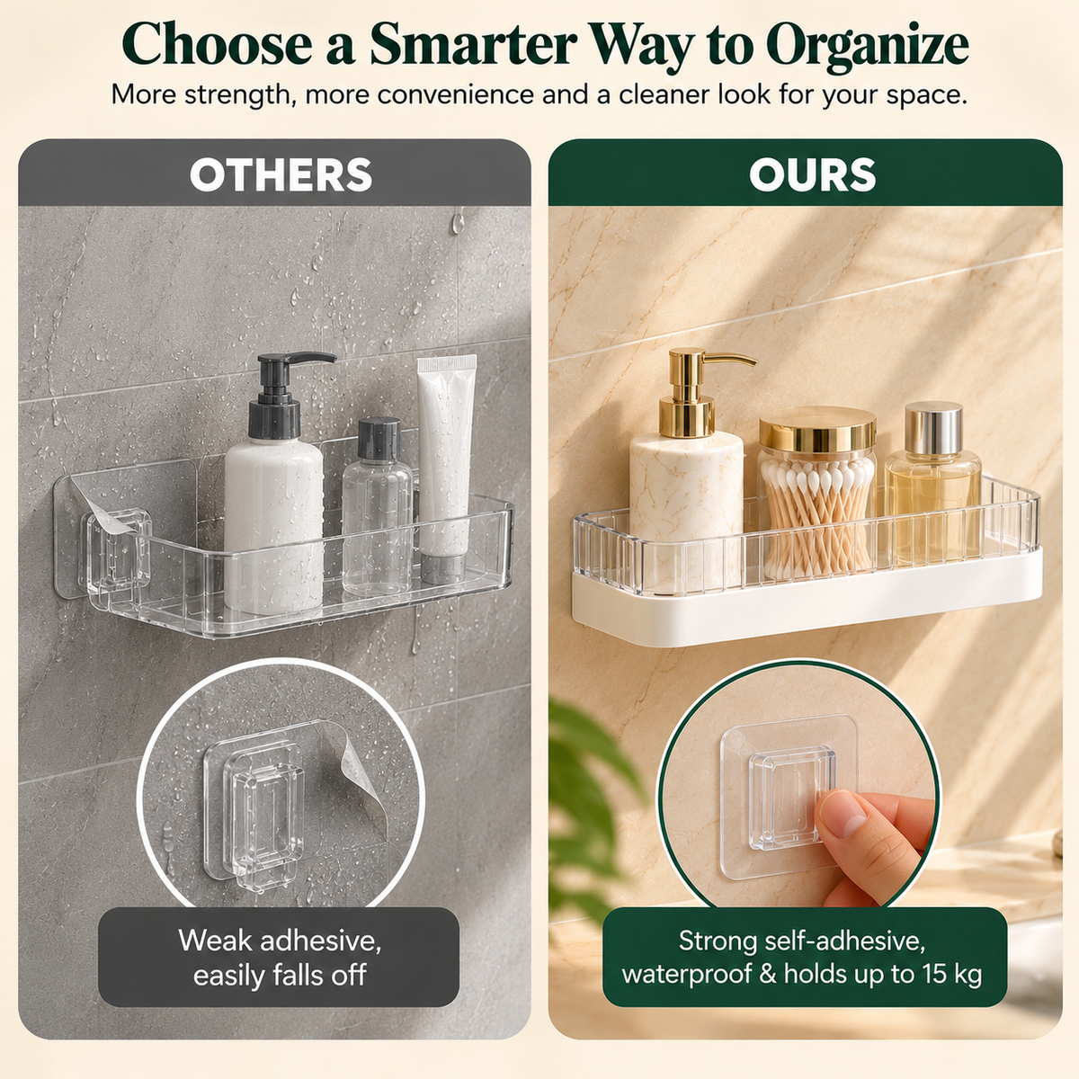 Self-Adhesive Bathroom Rack (Pack of 2)
