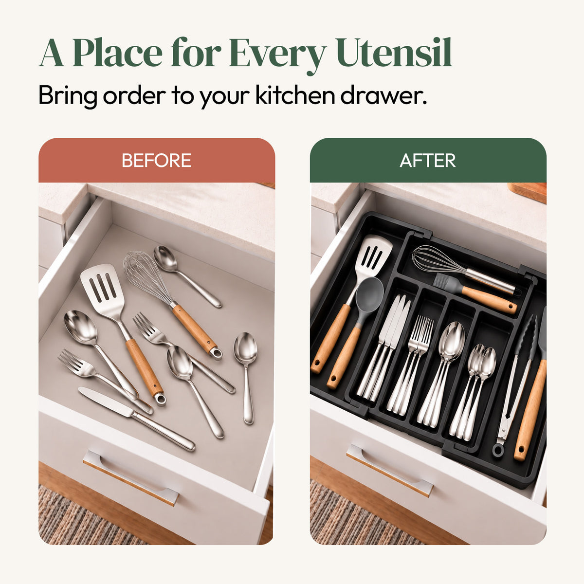 Expandable Cutlery Tray for Kitchen Drawers