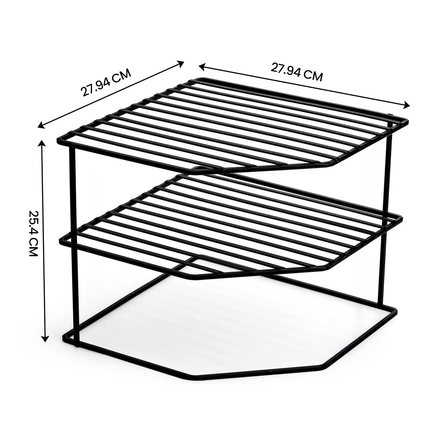 Kona 3-Tier Steel Corner Storage Rack - Black #Color_Black