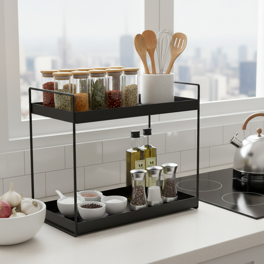 NOVA 2-Tier Standing Spice Rack - Black #Color_Black
