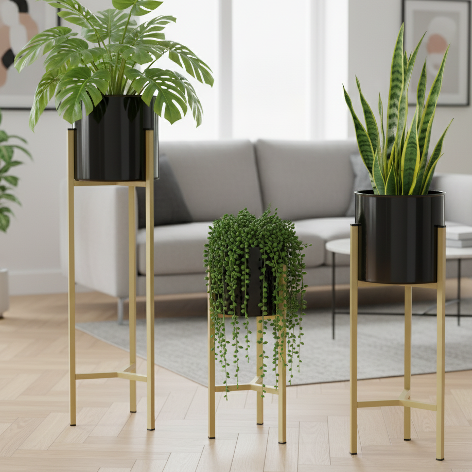 HELIOS Plant Stand (Set of 3) - Black #Color_Black