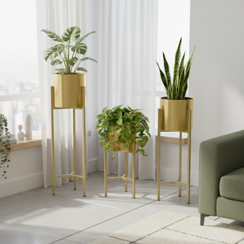 HELIOS Plant Stand (Set of 3) - Gold #Color_Gold