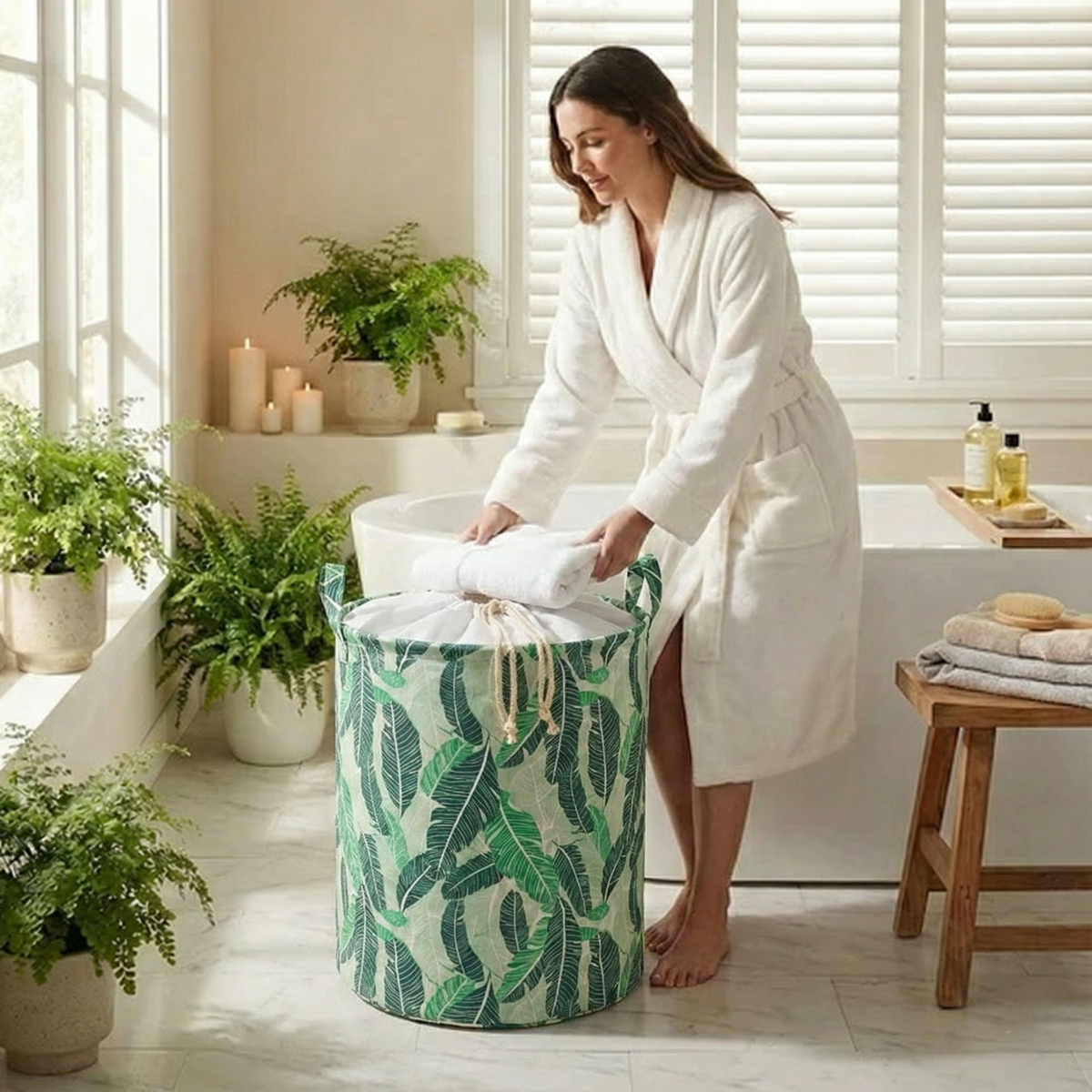 Laundry Bag with handles - Forest Green #Color_Forest Green