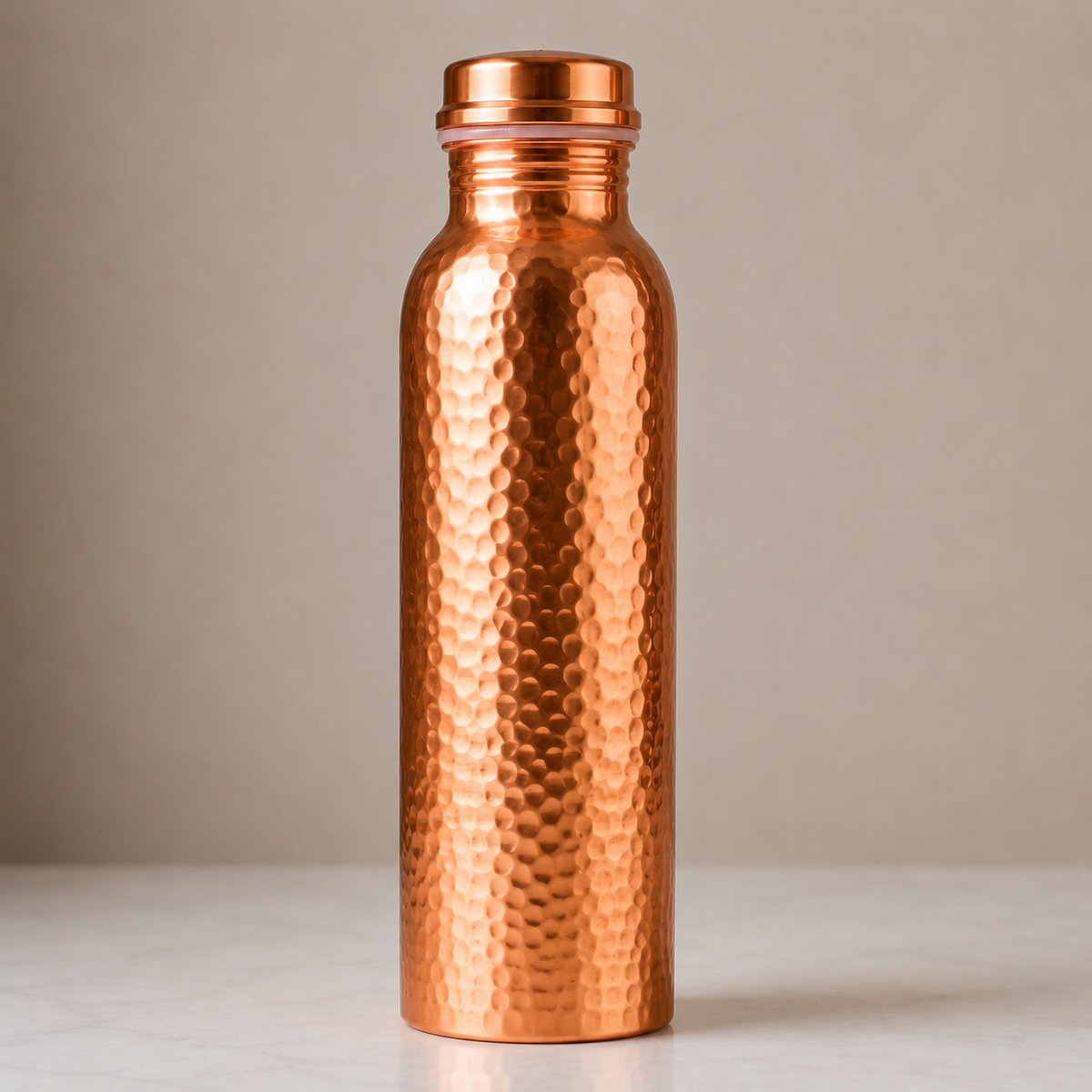 Copper Water Bottle - Hammered #Design_Hammered