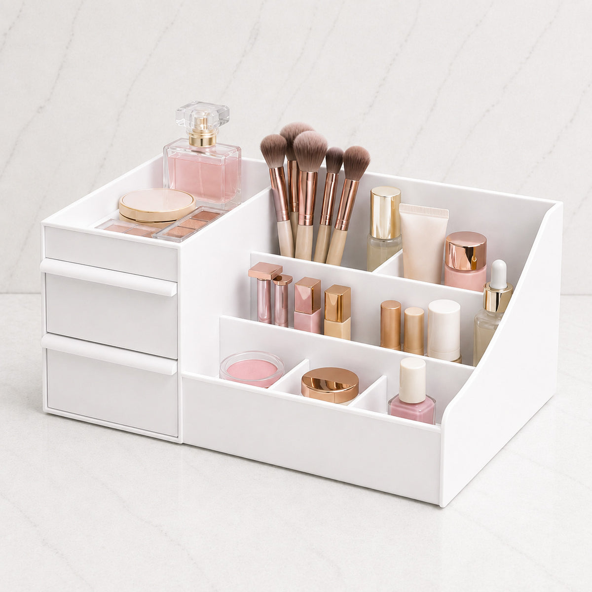 Desk Organizer with 2 Drawers (White)