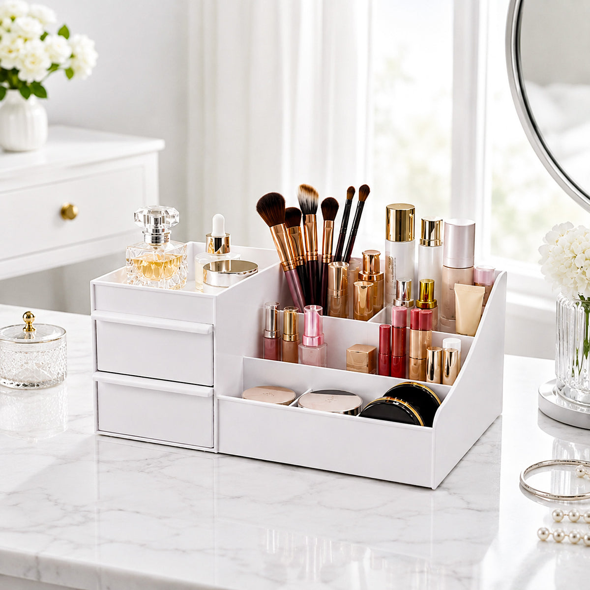 Desk Organizer with 2 Drawers (White)