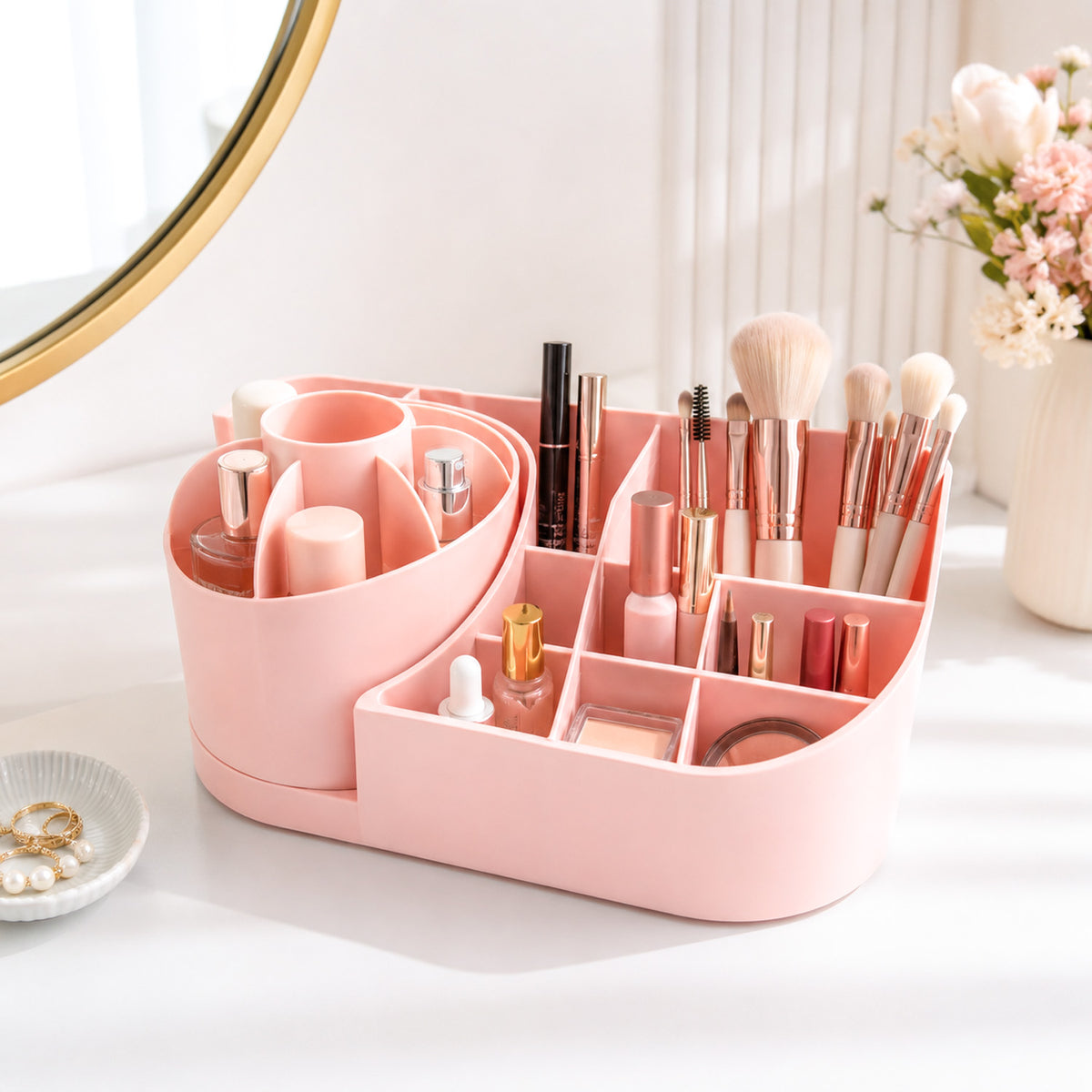360° Rotating Cosmetic Organizer (Pink)