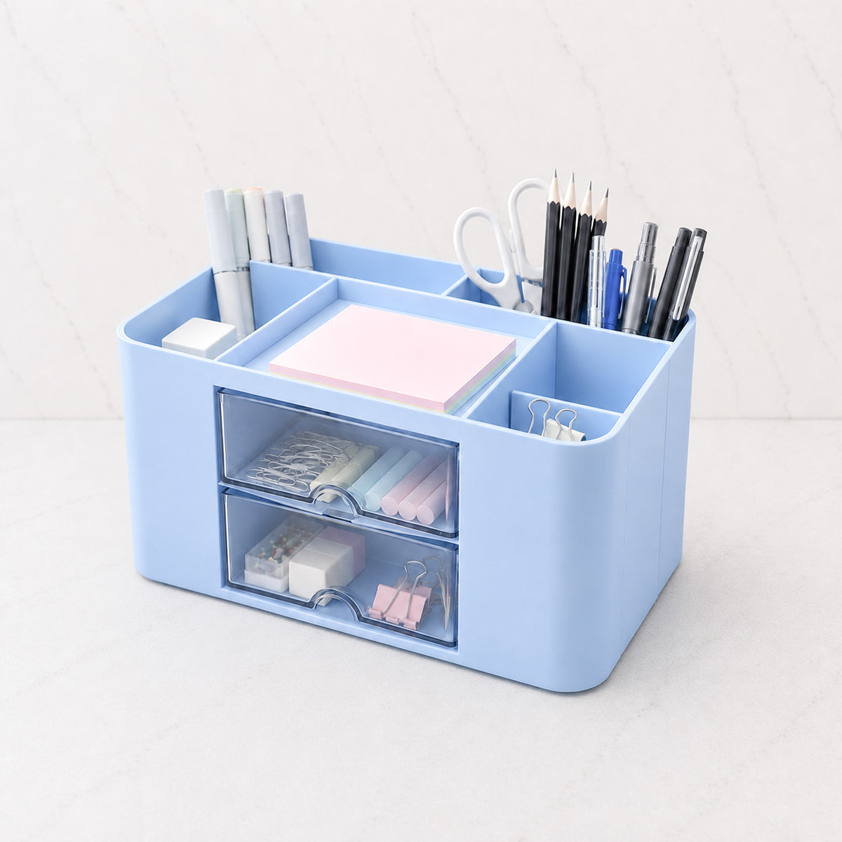 Desk Organizer with Drawers (Blue)