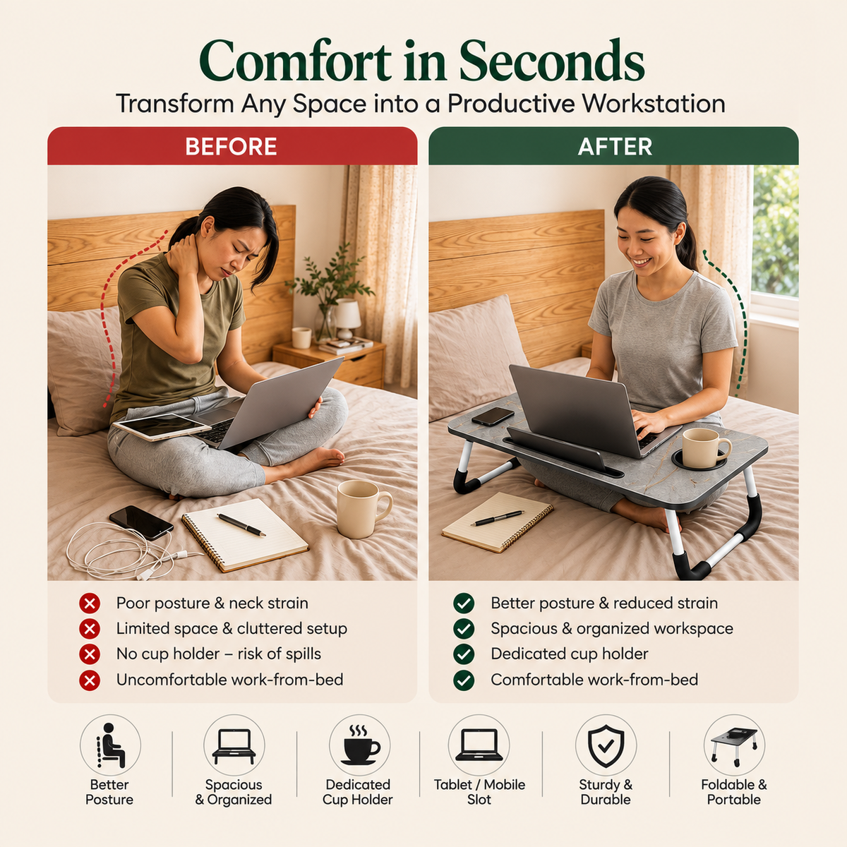 STUDYMATE Foldable Study Table