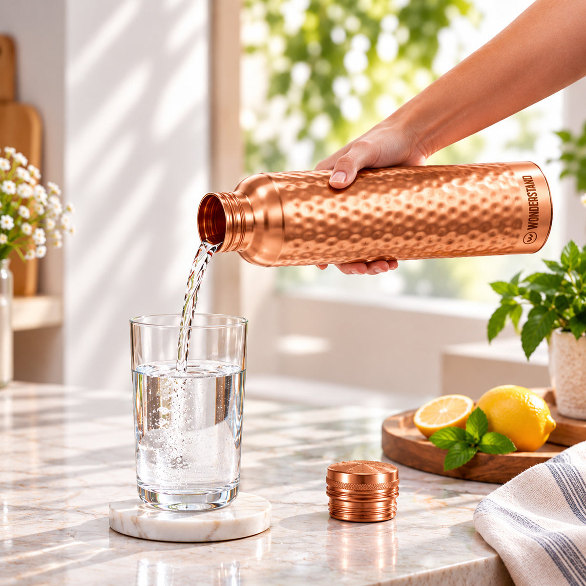 Copper Water Bottle - Hammered #Design_Hammered