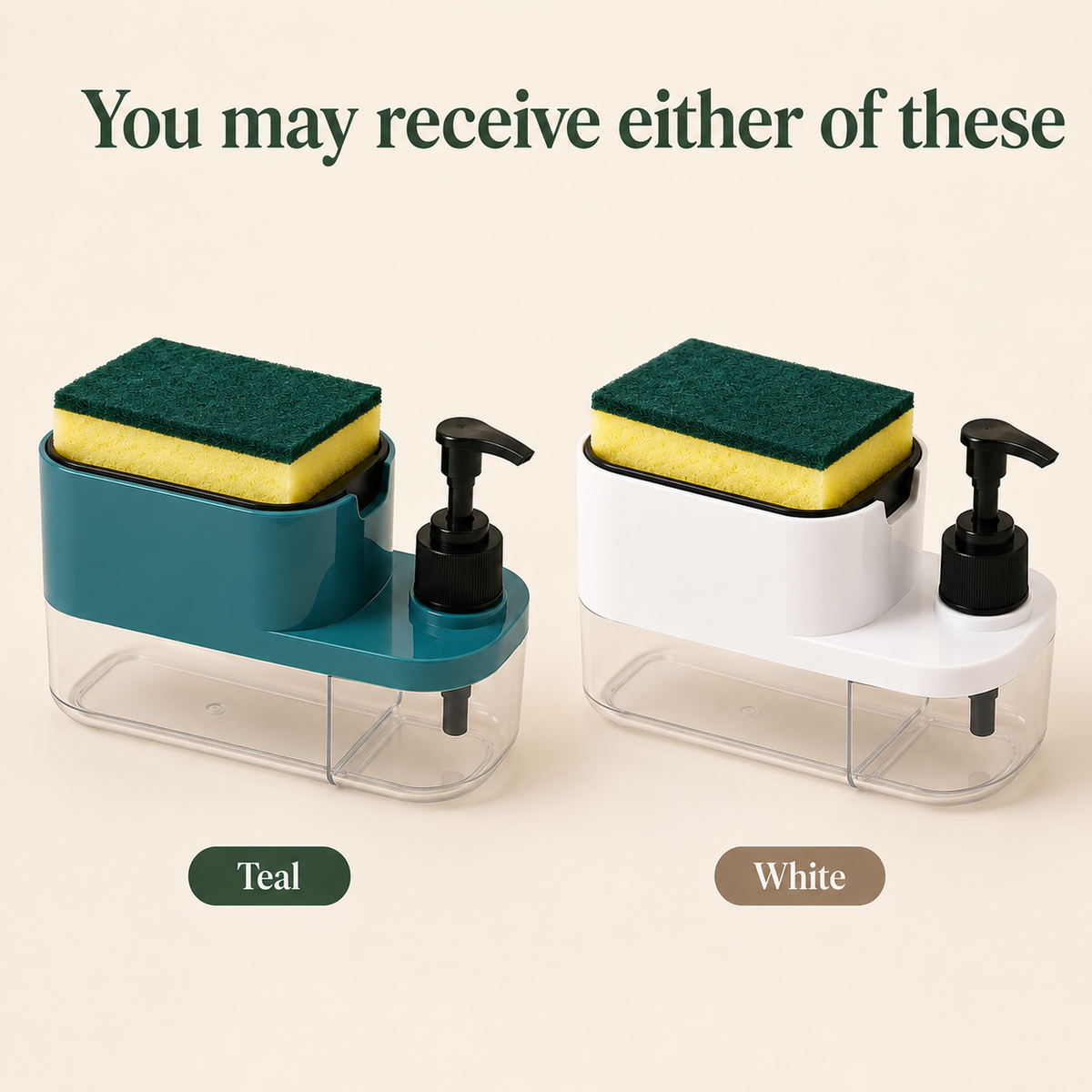 3-in-1 Liquid Soap Dispenser with Sponge Holder