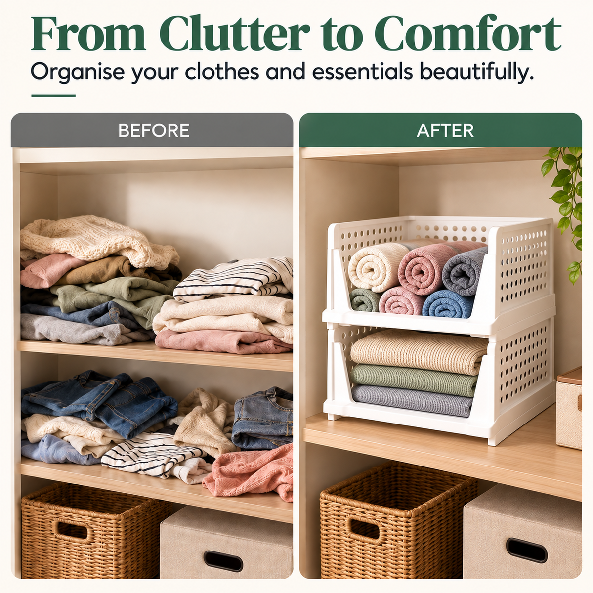 Wardrobe Stackable Clothes Organizer