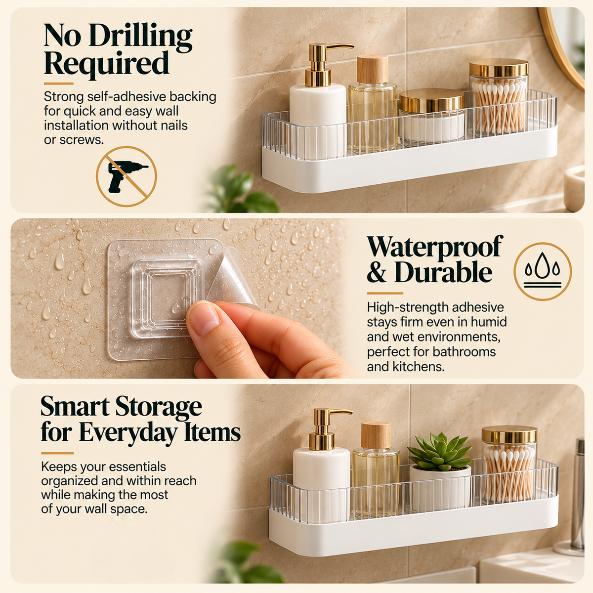 Self-Adhesive Bathroom Rack (Pack of 2)