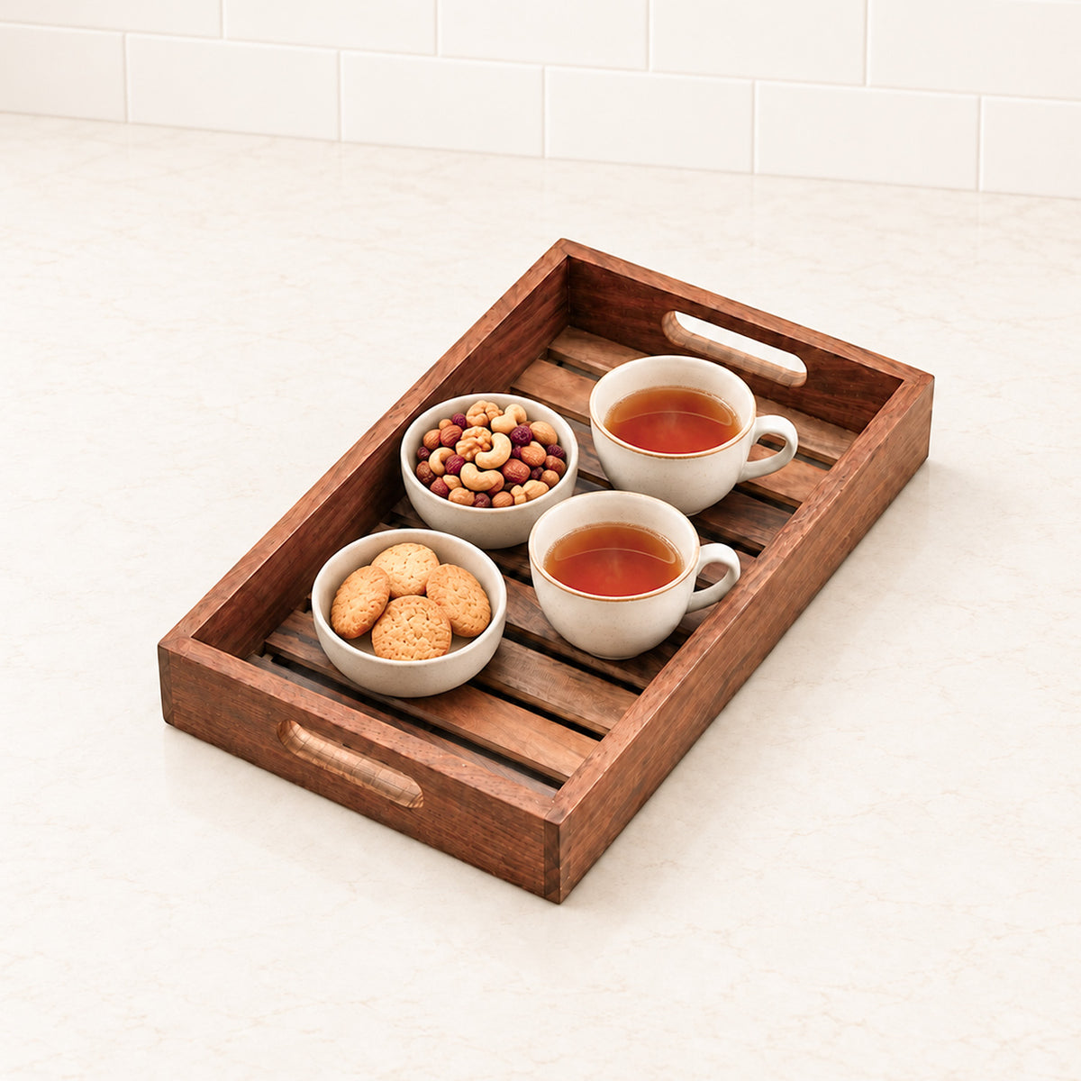 Wooden Serving Tray — Slatted Base