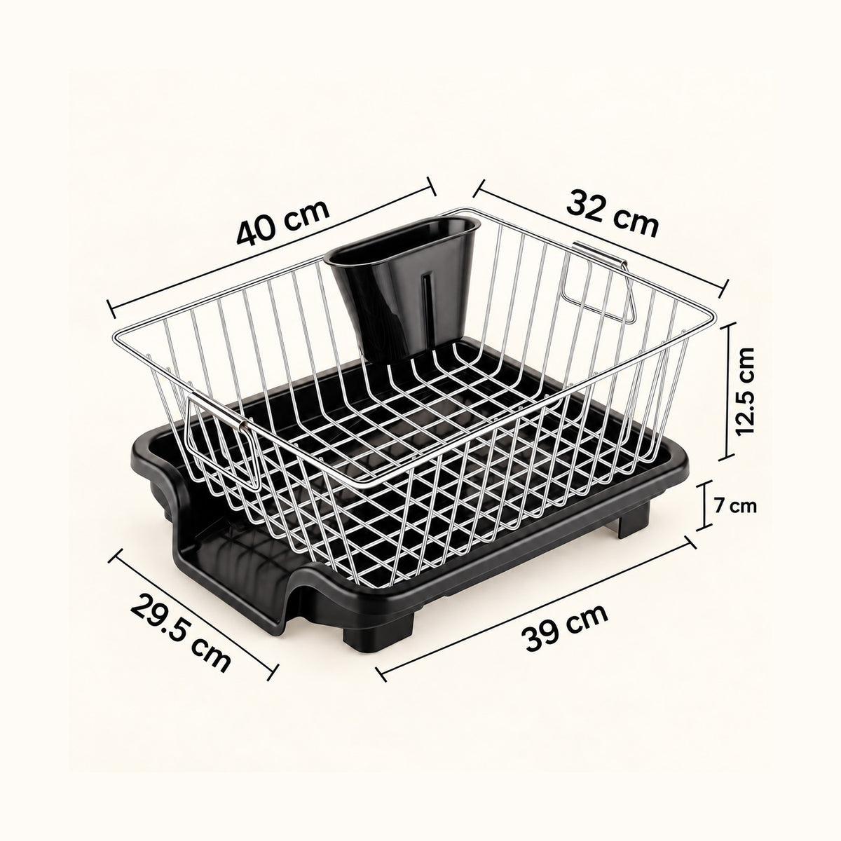 Dish Drying Rack with Cutlery Holder (Stainless Steel)