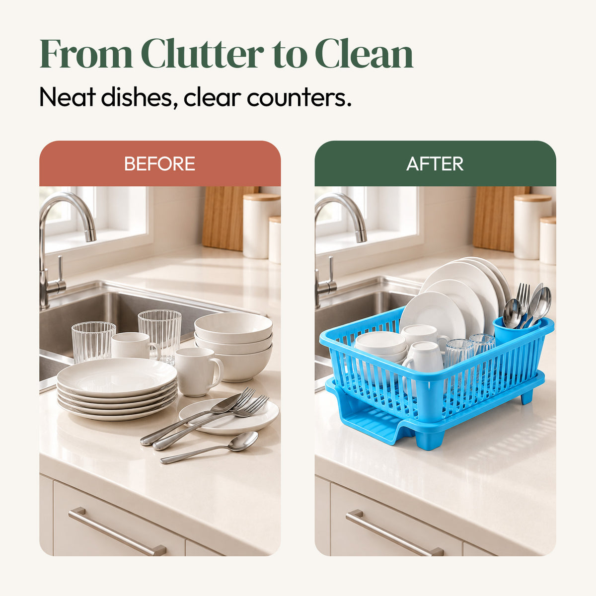 Dish Drainer with Detachable Cutlery Holder