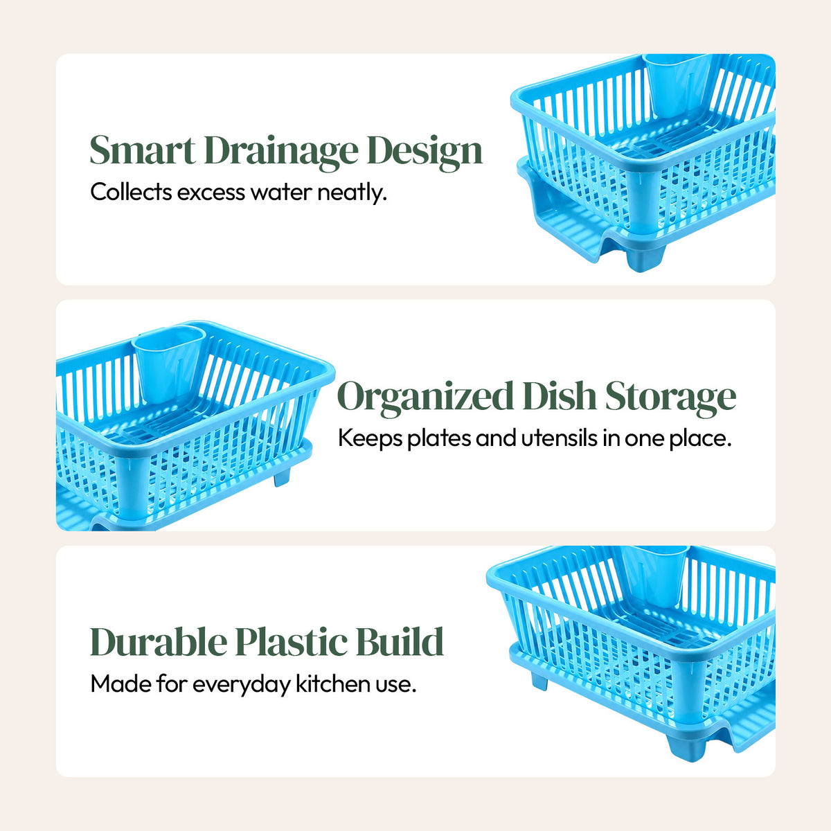 Dish Drainer with Detachable Cutlery Holder