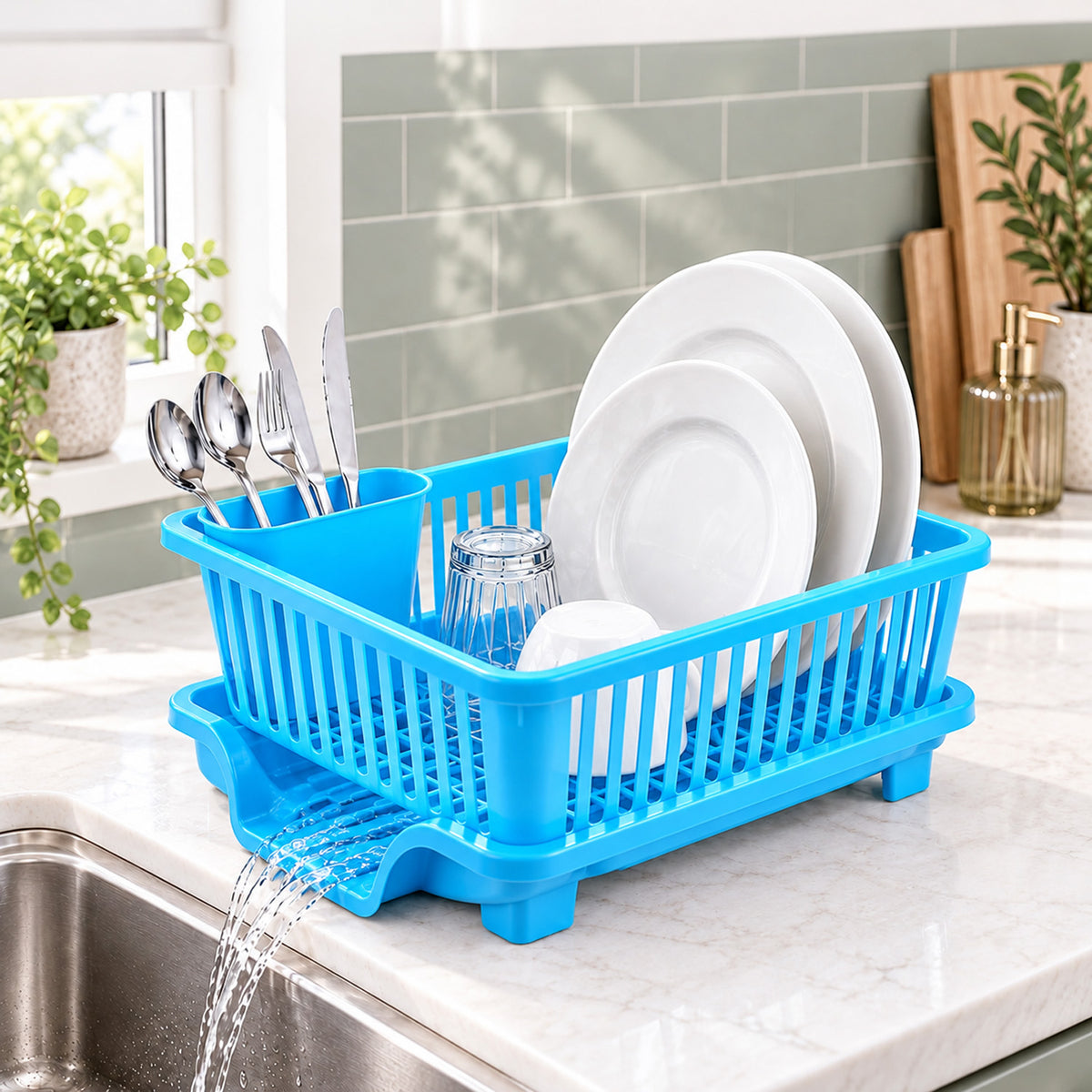 Dish Drainer with Detachable Cutlery Holder