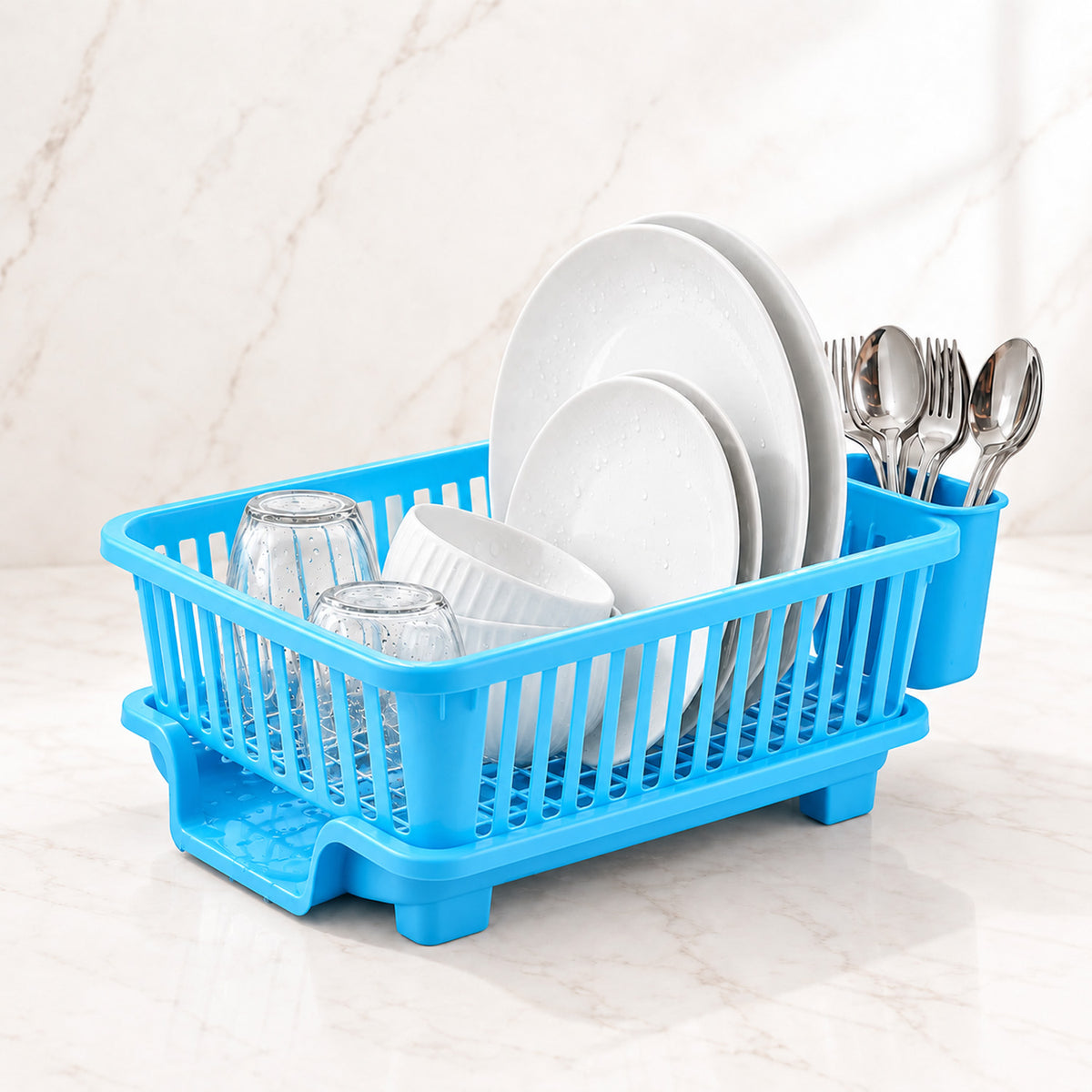 Dish Drainer with Detachable Cutlery Holder