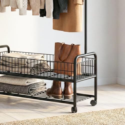 ZYRA Garment Rack with Wheels - Black #Color_Black
