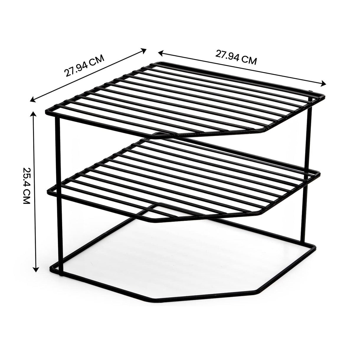 Kona 3-Tier Steel Corner Storage Rack - Black #Color_Black