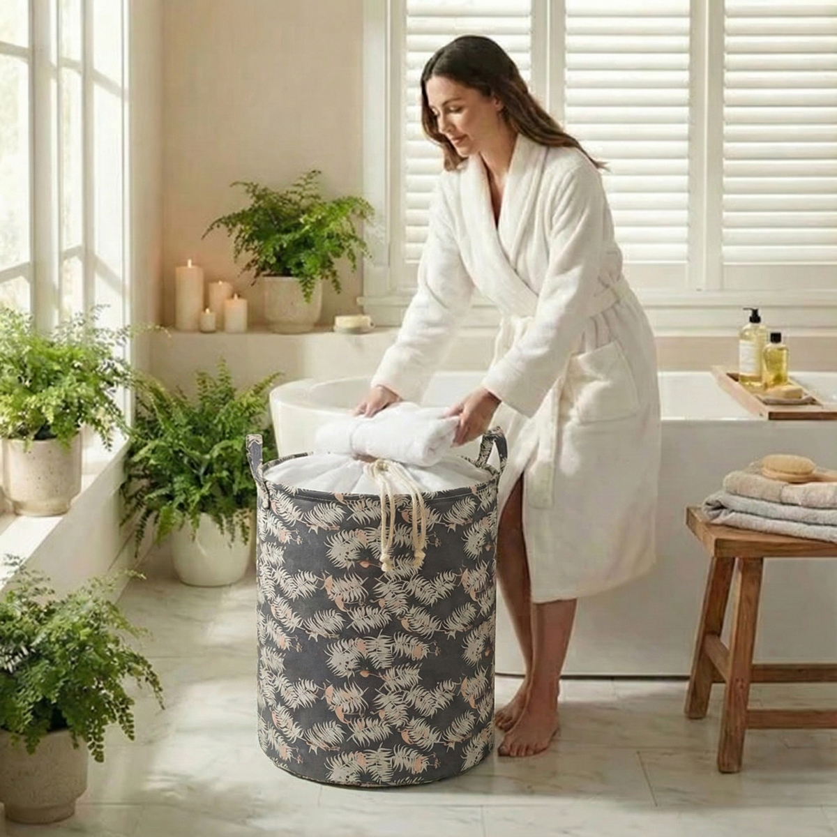 Laundry Bag with handles - Flamingo Oasis #Color_Flamingo Oasis