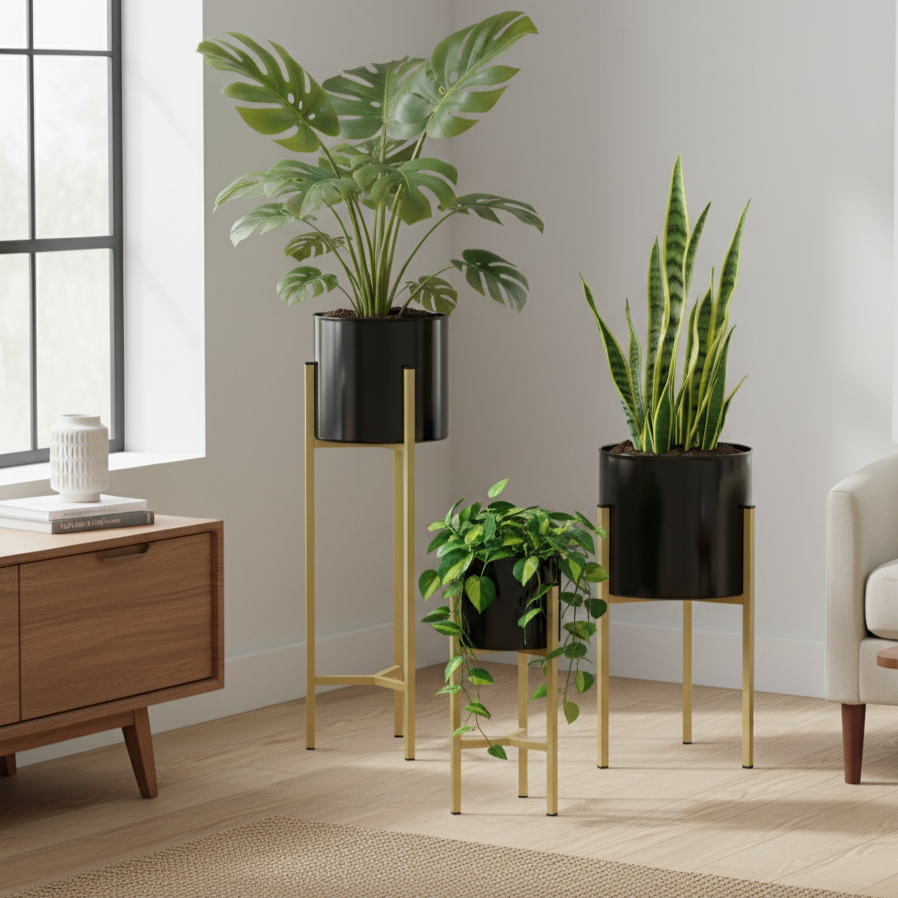 HELIOS Plant Stand (Set of 3) - Black #Color_Black