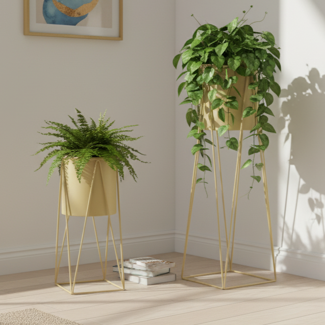 CLEO Plant Stand (Set of 2) - Gold #Color_Gold