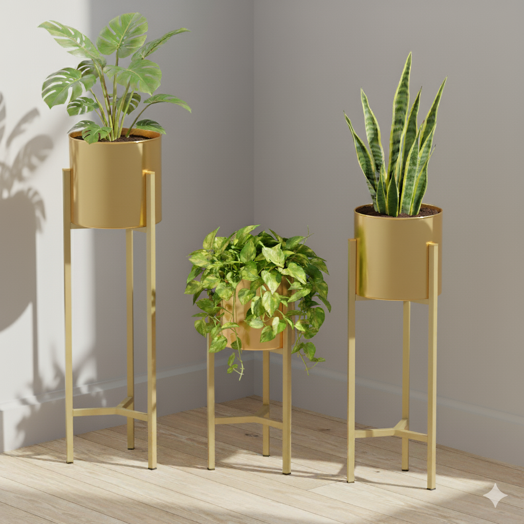 HELIOS Plant Stand (Set of 3) - Gold #Color_Gold