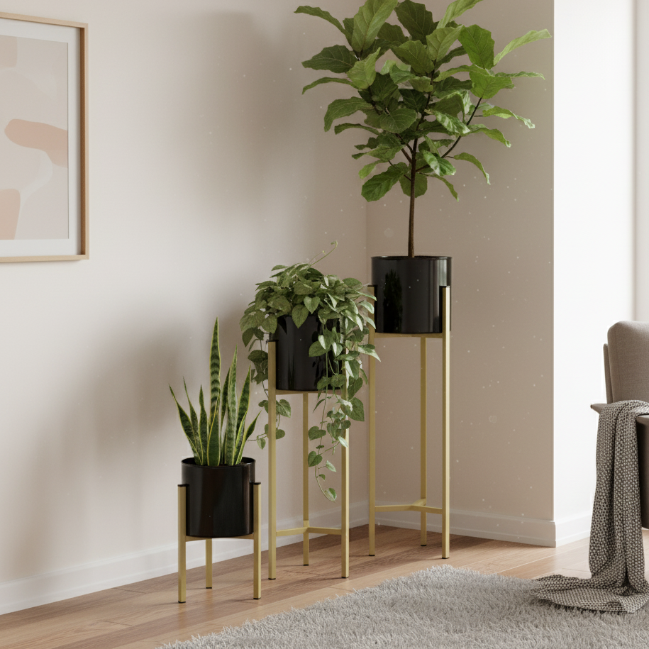 HELIOS Plant Stand (Set of 3) - Black #Color_Black