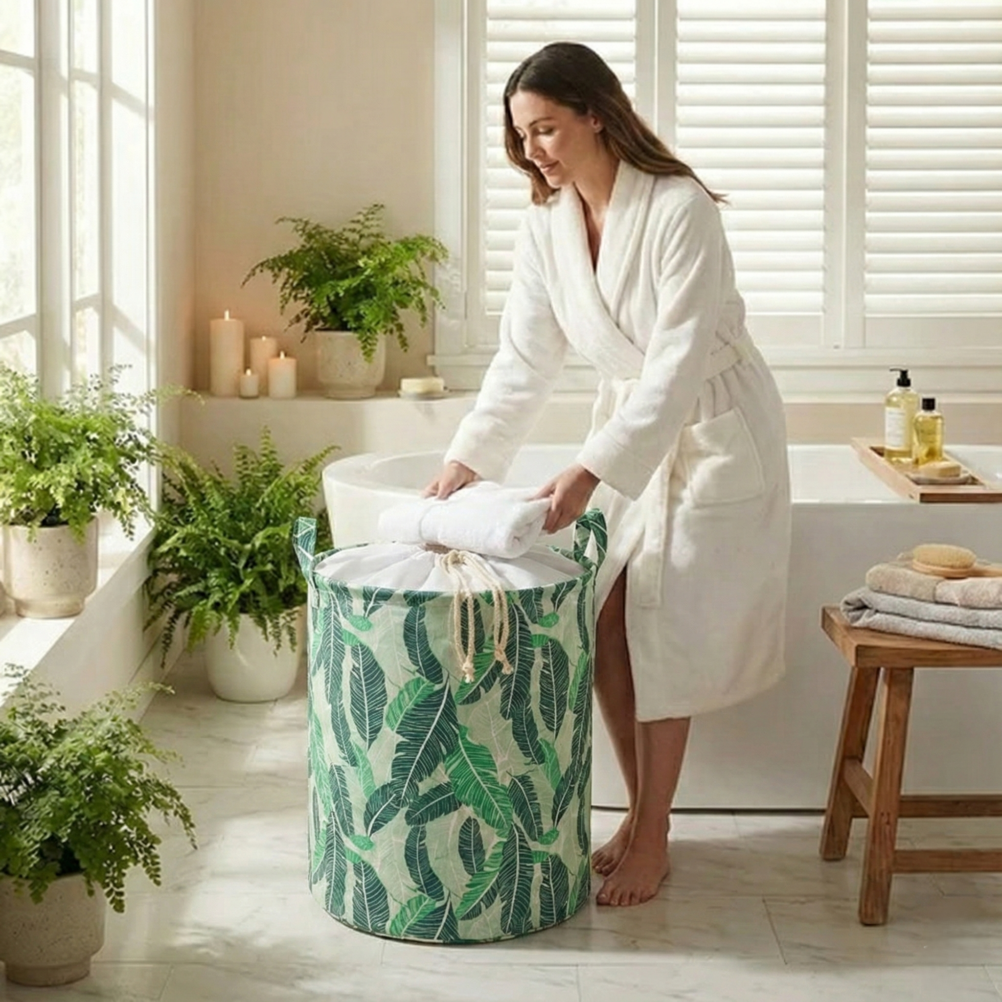 Laundry Bag with handles - Forest Green #Color_Forest Green