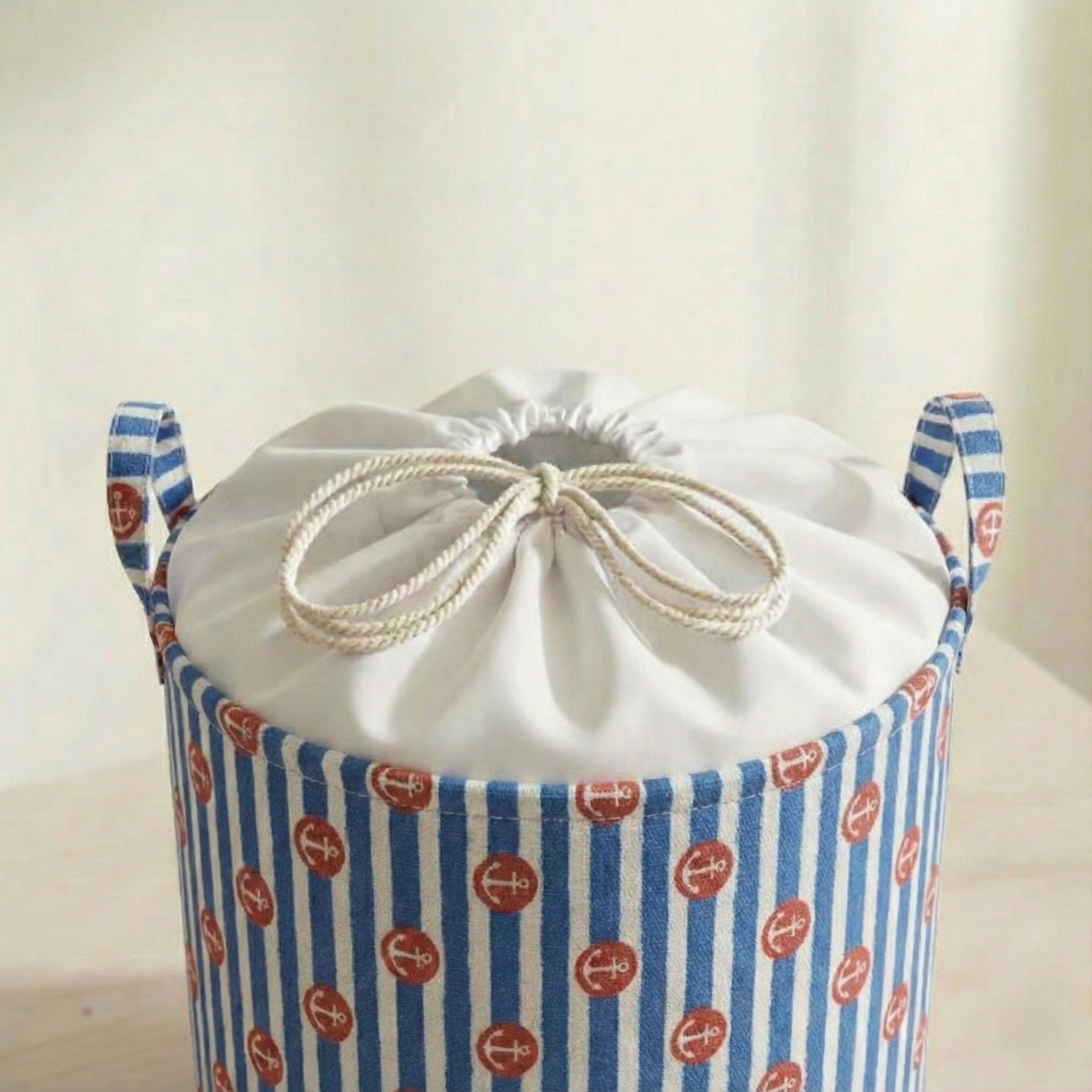 Laundry Bag with handles - Nautical Stripes #Color_Nautical Stripes