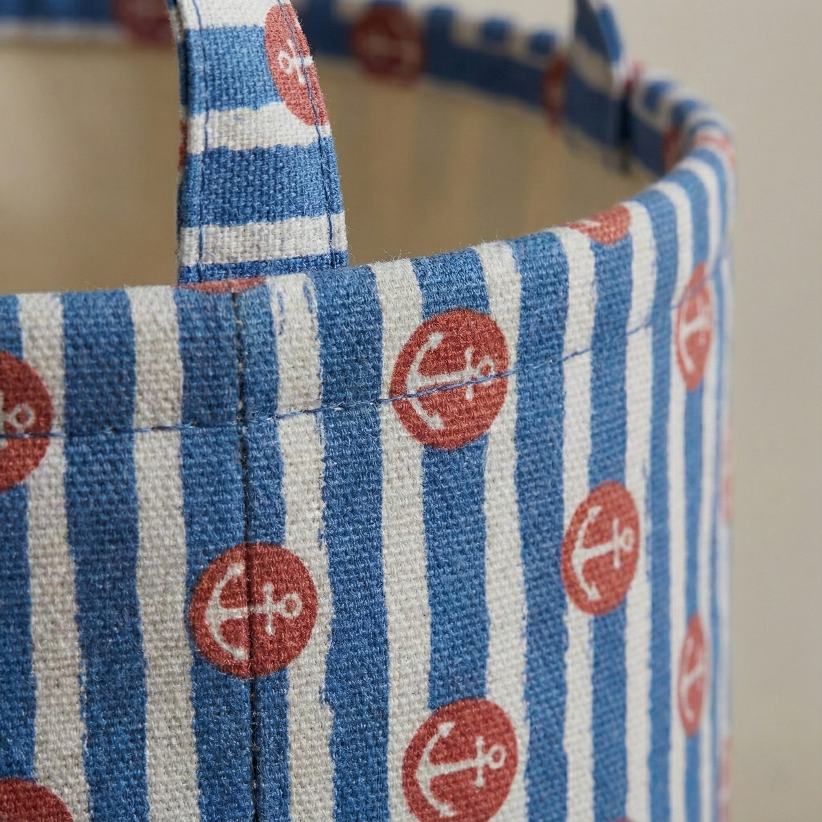 Laundry Bag with handles - Nautical Stripes #Color_Nautical Stripes