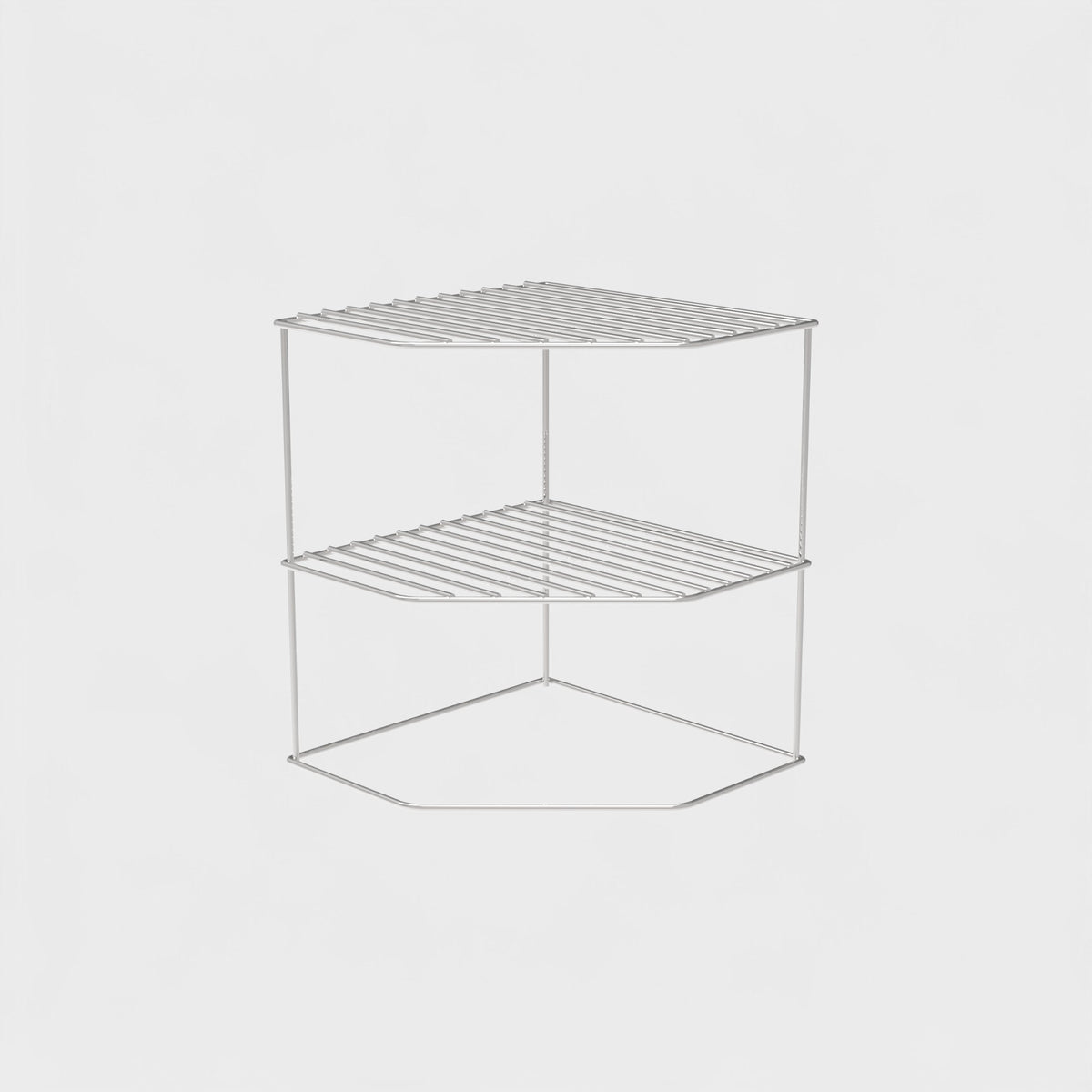 Kona 3-Tier Steel Corner Storage Rack - Stainless Steel #Color_Stainless Steel