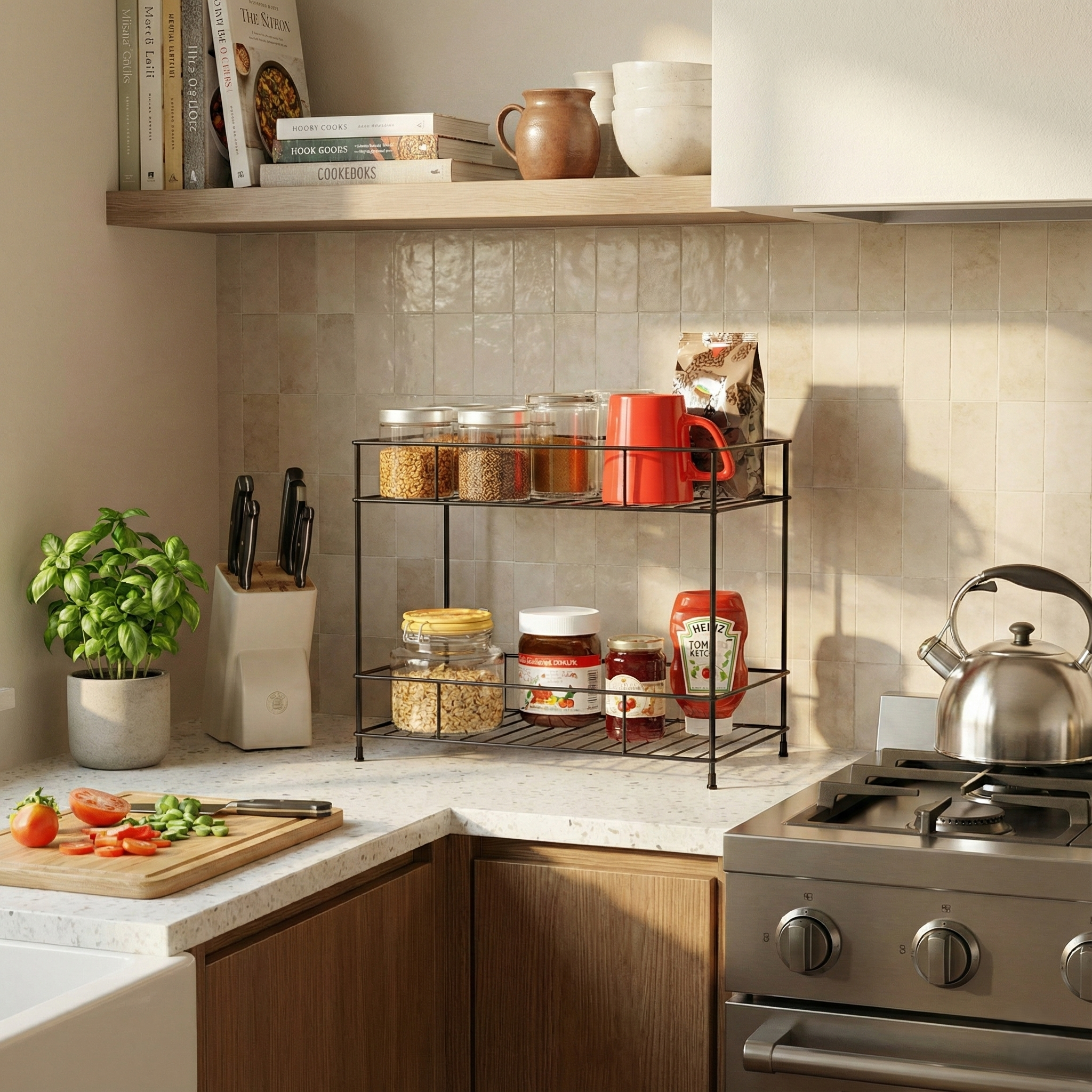 NEXA 2-Tier Standing Spice Rack Storage Container - Black #Color_Black